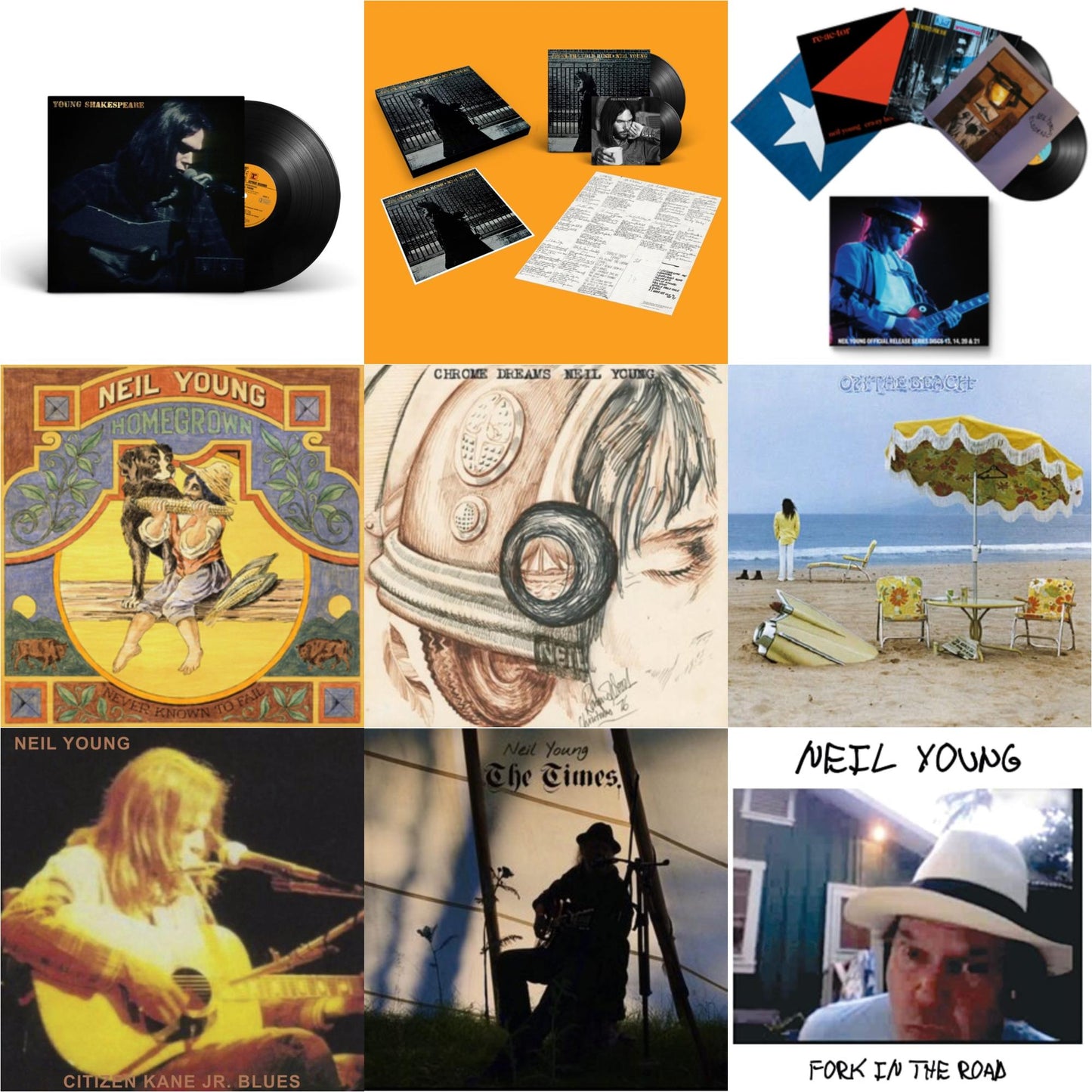 Neil Young - Chrome Dreams (2LP) & Citizen Kane Jr. Blues 1974 (Live At The Bottom Line) & Times & Young Shakespeare & After The Gold Rush (50Th Anniv Ed) & Official Release Series Discs 13, 14, 20 & 21 & Homegrown & On The Beach & Fork In The Road