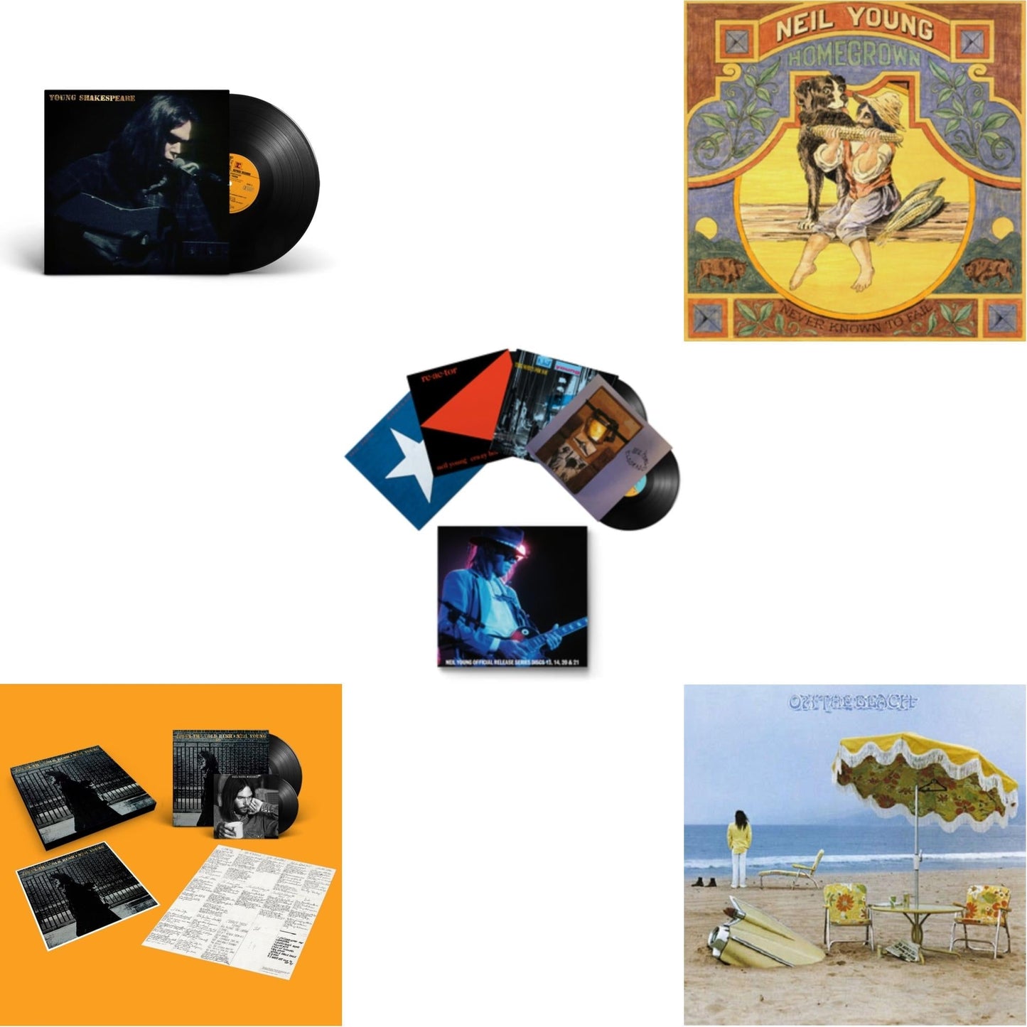 Neil Young - Young Shakespeare & After The Gold Rush (50Th Anniv Ed) & Official Release Series Discs 13, 14, 20 & 21 & Homegrown & On The Beach - LP Vinyl Bundle