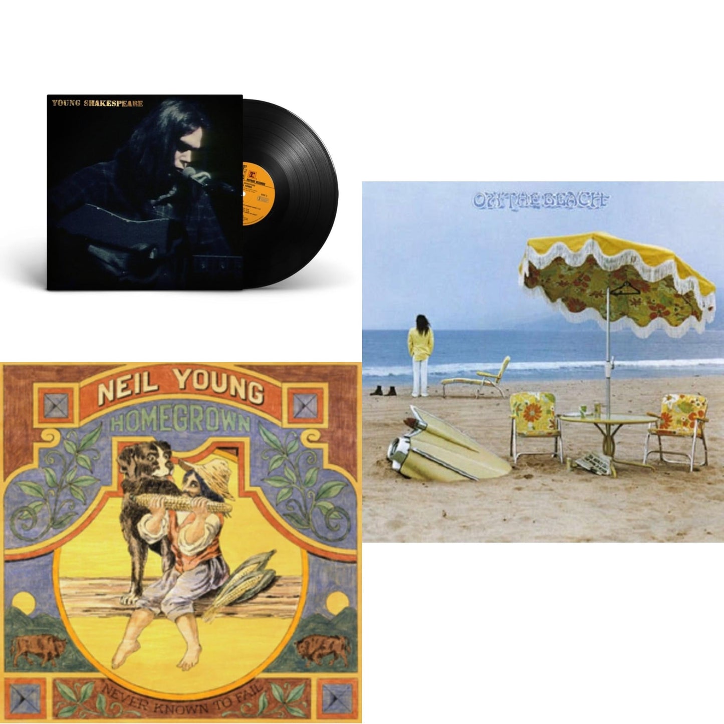 Neil Young - Young Shakespeare & Homegrown & On The Beach - LP Vinyl Bundle