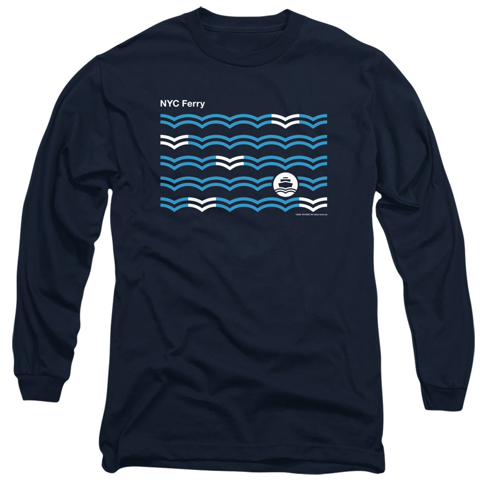 New York City Waves Mens Long Sleeve Shirt Navy Officially Licensed