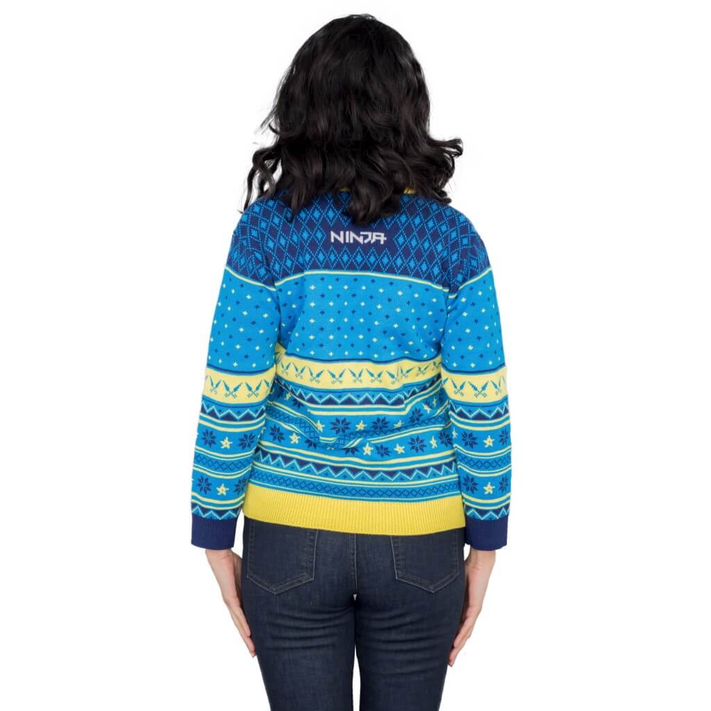 Women's Fortnite Ninja Logo Ugly Christmas Sweater Shurikens Pattern