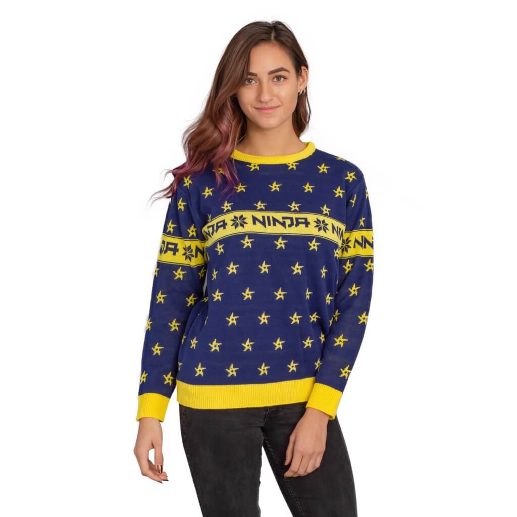 Women's Fortnite Ninja Ugly Christmas Sweater with Shuriken