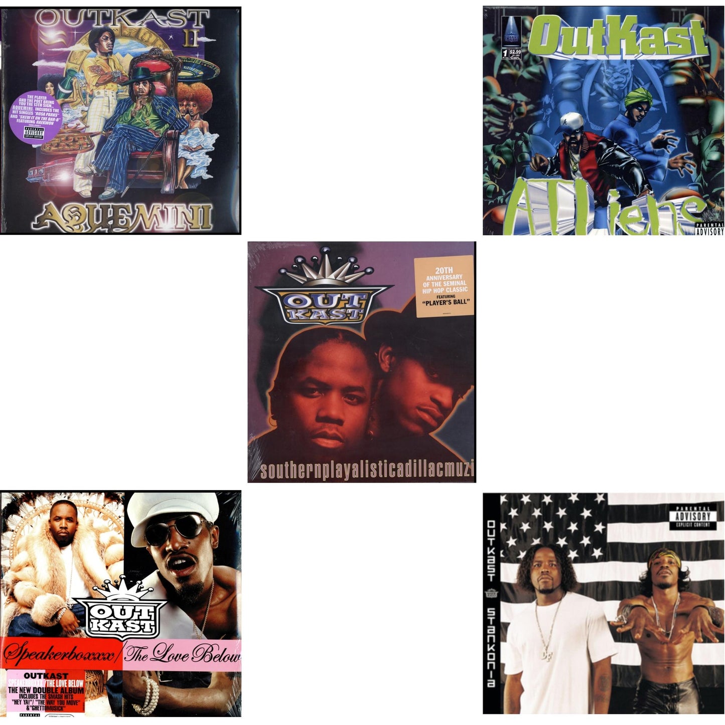 Outkast - Atliens & Aquemini & Stankonia & Speakerboxxx / Love Below & Southernplayalisticadillacmuzik - LP Vinyl Bundle