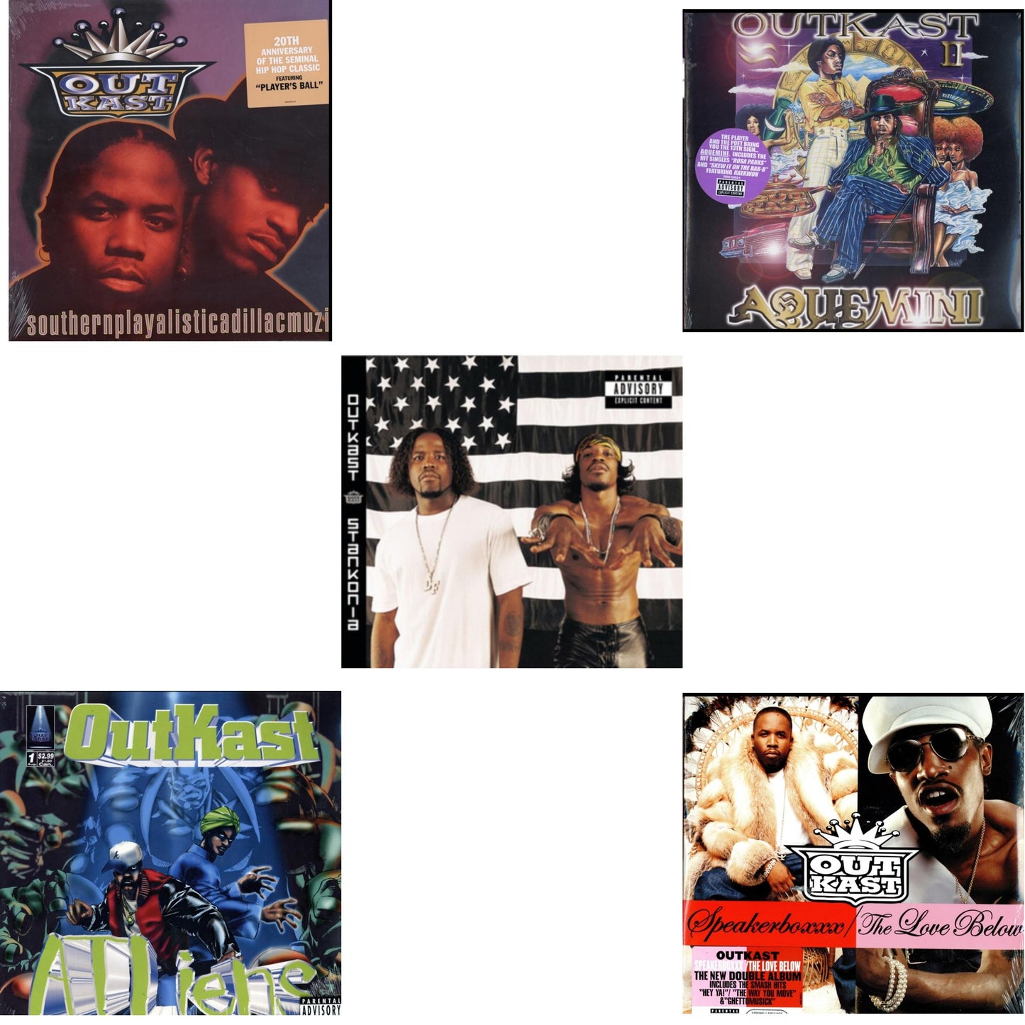 Outkast - Southernplayalisticadillacmuzik & Atliens & Stankonia & Aquemini & Speakerboxxx / Love Below - LP Vinyl Bundle