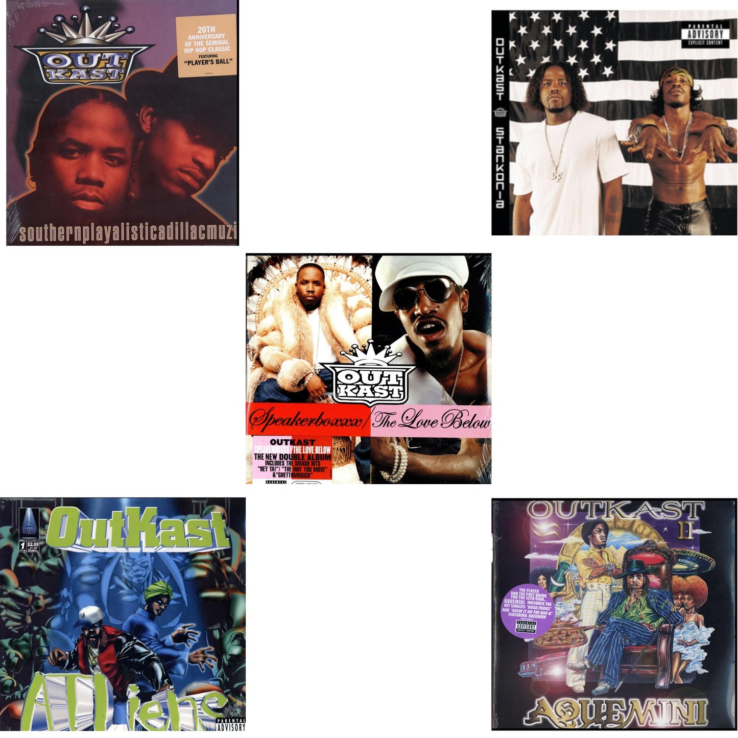 Outkast - Southernplayalisticadillacmuzik & Atliens & Speakerboxxx / Love Below & Stankonia & Aquemini - LP Vinyl Bundle