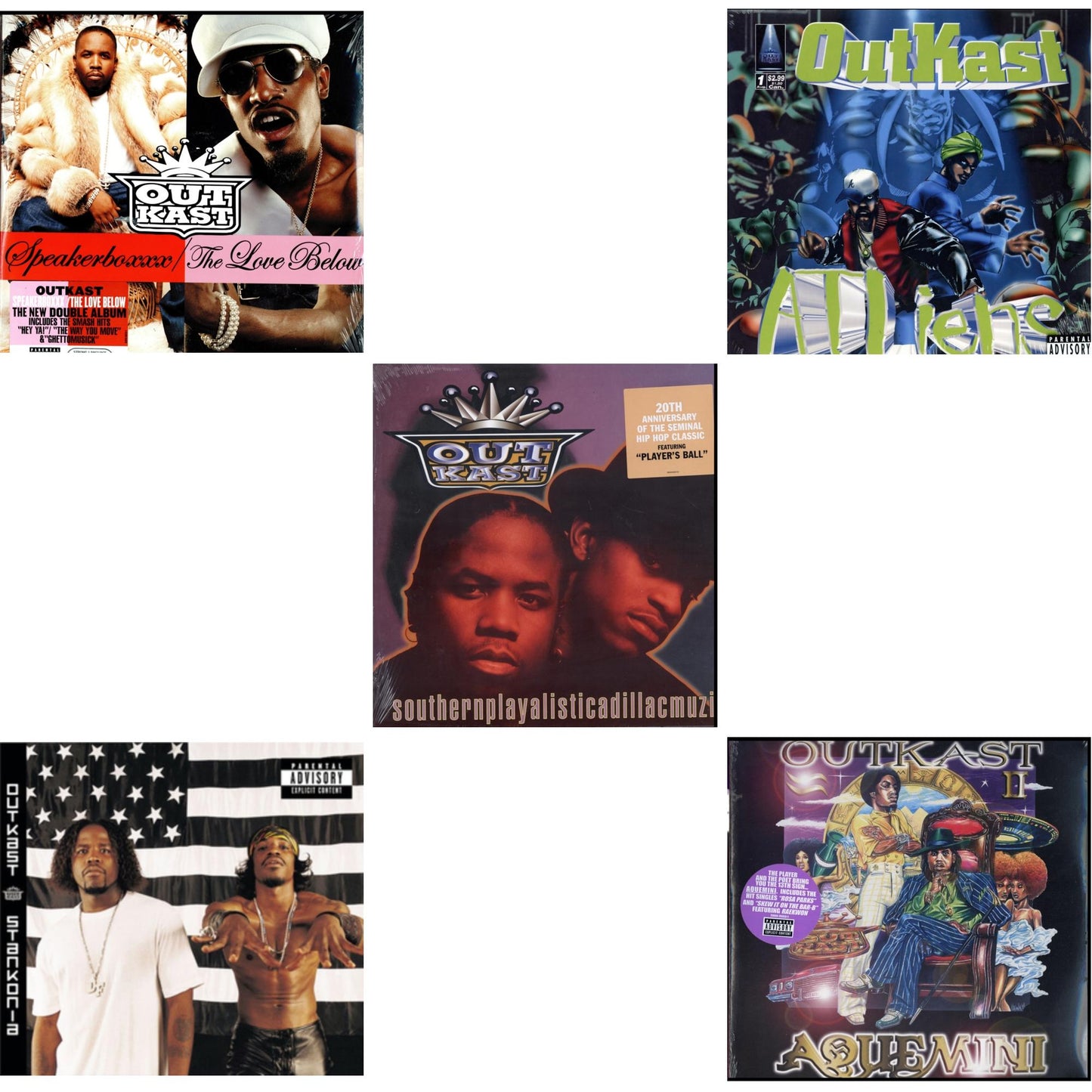Outkast - Atliens & Aquemini & Stankonia & Speakerboxxx / Love Below & Southernplayalisticadillacmuzik - LP Vinyl Bundle