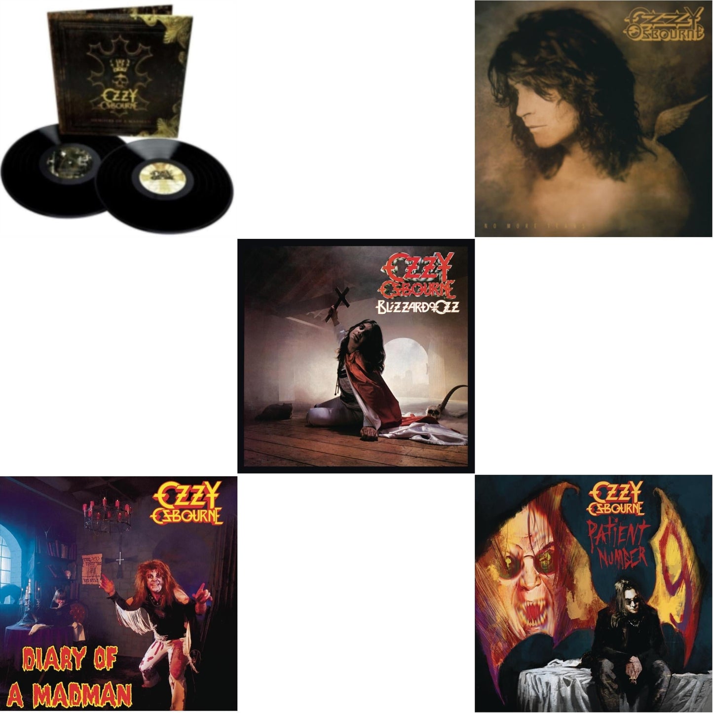 Ozzy Osbourne - No More Tears (2LP) & Patient #9 (2LP/Alternative Todd Mcarlane Cover/Comic Book & Blizzard Of Ozz (180G/30Th Anniversary Legacy Edition) & Diary Of A Madman (180G) & Memoirs Of A Madman (2LP/180G/Gatefold)