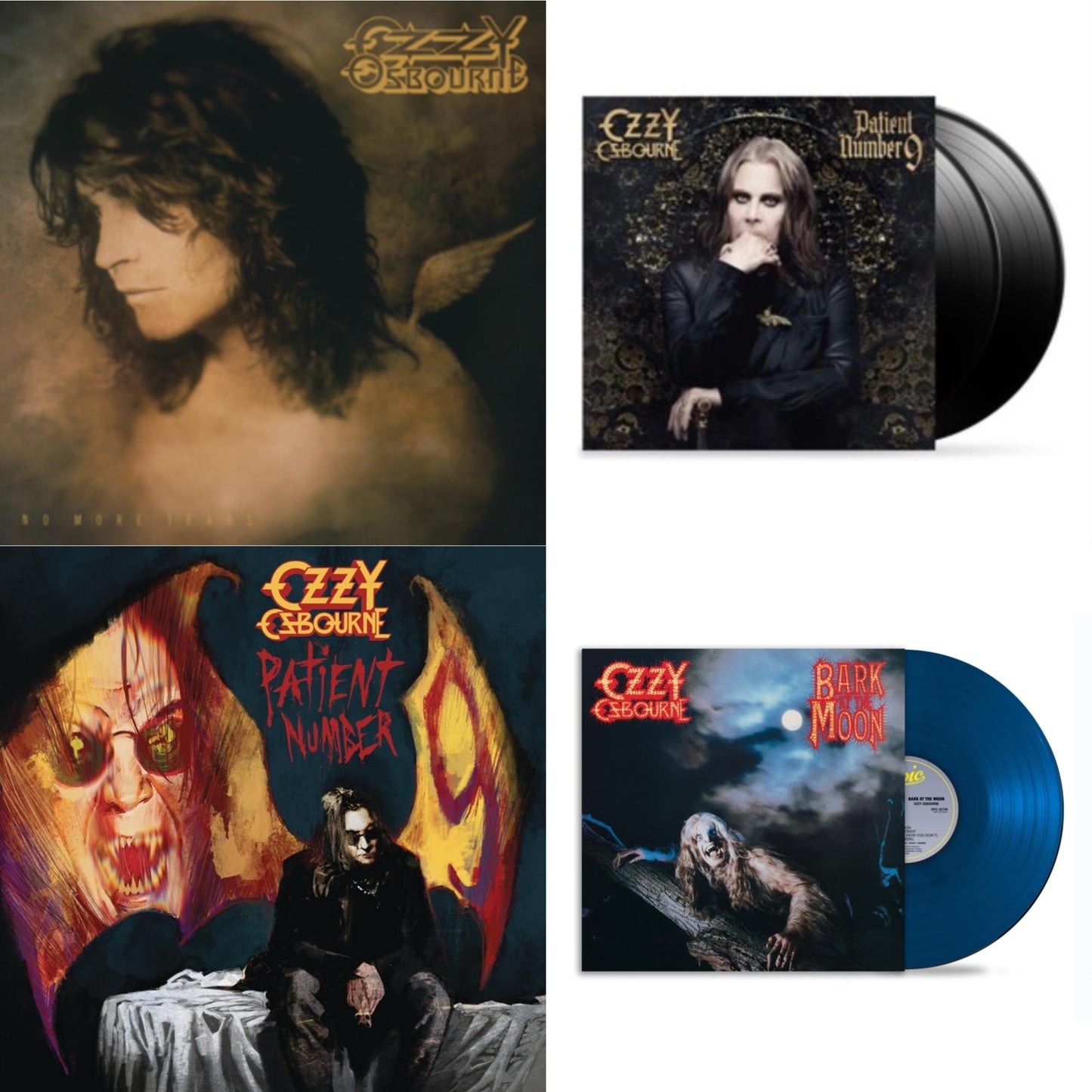 Ozzy Osbourne - No More Tears (2LP) & Patient Number 9 & Patient #9 (2LP/Alternative Todd Mcarlane Cover/Comic Book & Bark At The Moon (40Th Anniversary) (Translucent Cobalt Blue LP Vinyl)