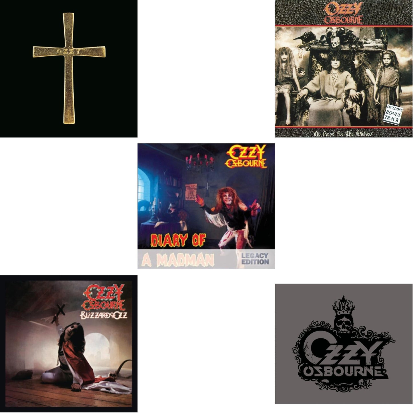Ozzy Osbourne - Ozzman Cometh & Blizzard Of Ozz & Diary Of A Madman & No Rest For The Wicked & Black Rain - CD Bundle