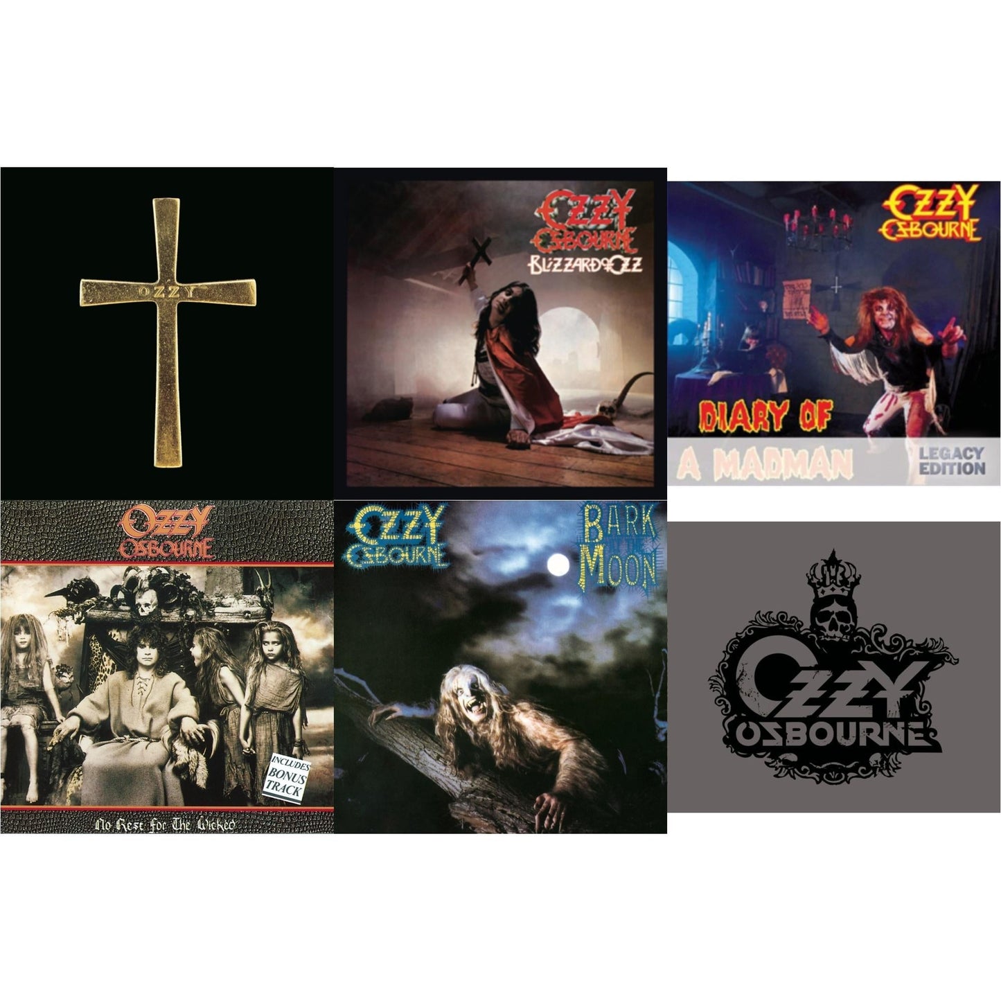 Ozzy Osbourne - Ozzman Cometh & Blizzard Of Ozz & Diary Of A Madman & No Rest For The Wicked & Bark At The Moon & Black Rain - CD Bundle