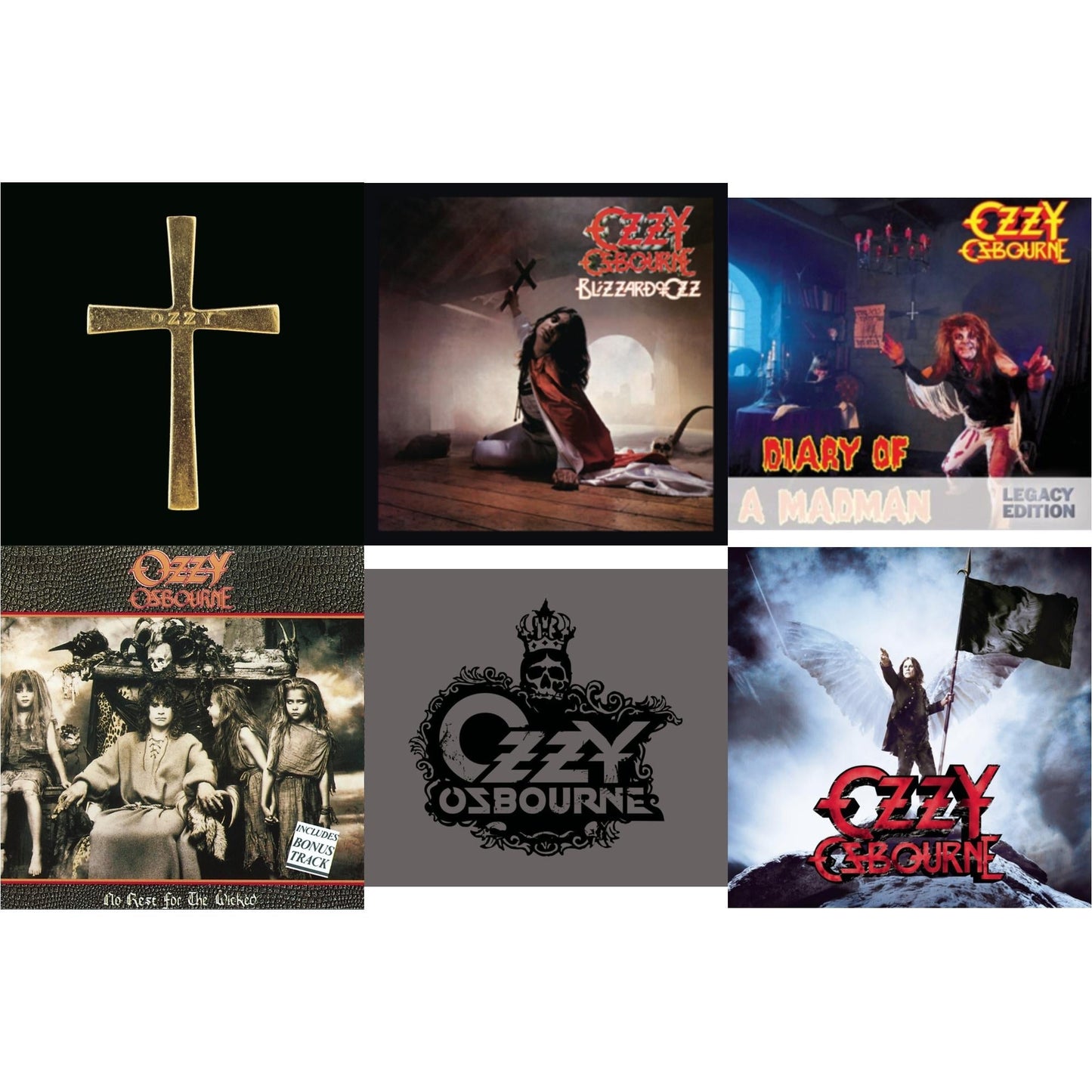 Ozzy Osbourne - Ozzman Cometh & Blizzard Of Ozz & Diary Of A Madman & No Rest For The Wicked & Black Rain & Scream - CD Bundle