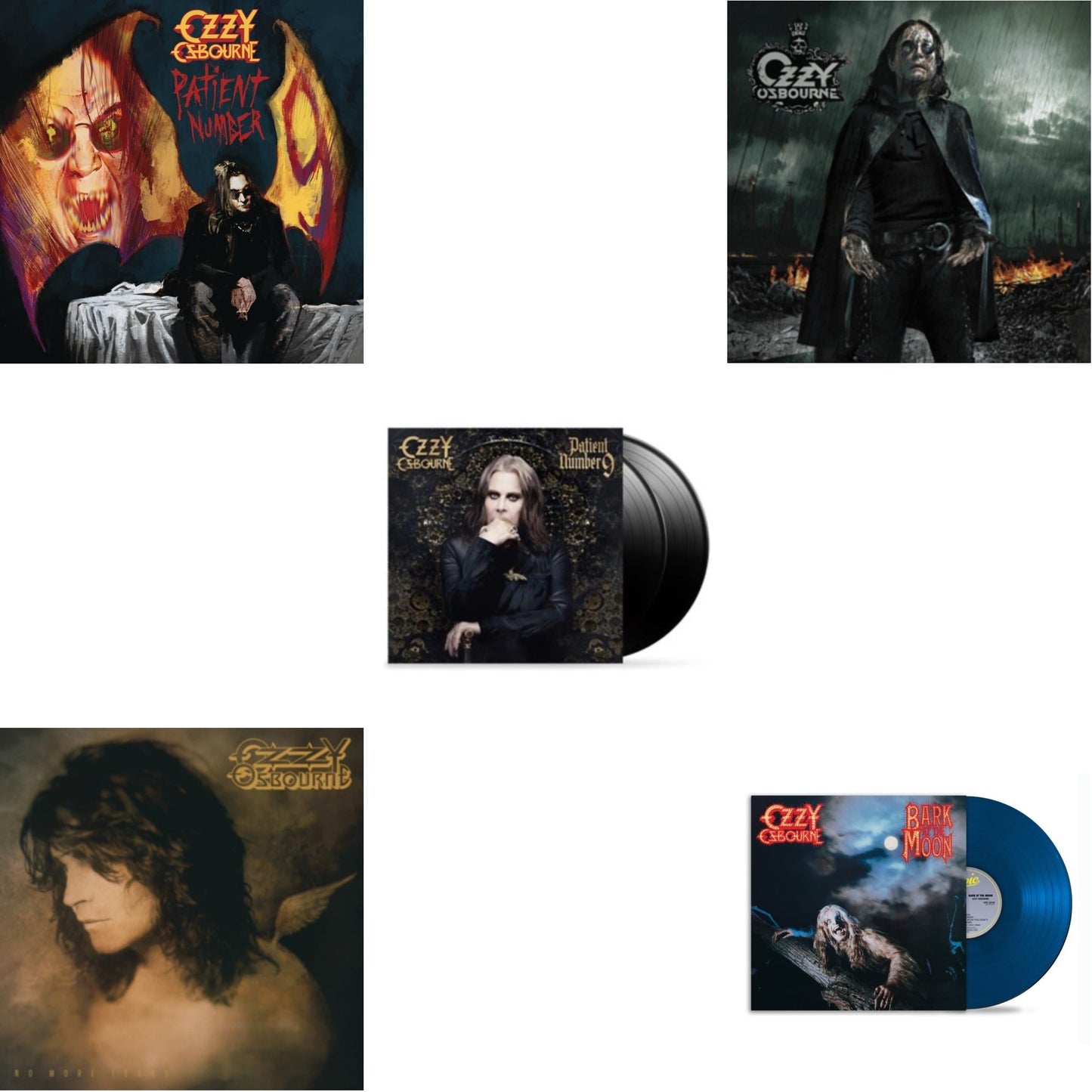 Ozzy Osbourne - No More Tears (2LP) & Patient Number 9 & Black Rain (2LP) & Patient #9 (2LP/Alternative Todd Mcarlane Cover/Comic Book & Bark At The Moon (40Th Anniversary) (Translucent Cobalt Blue LP Vinyl)