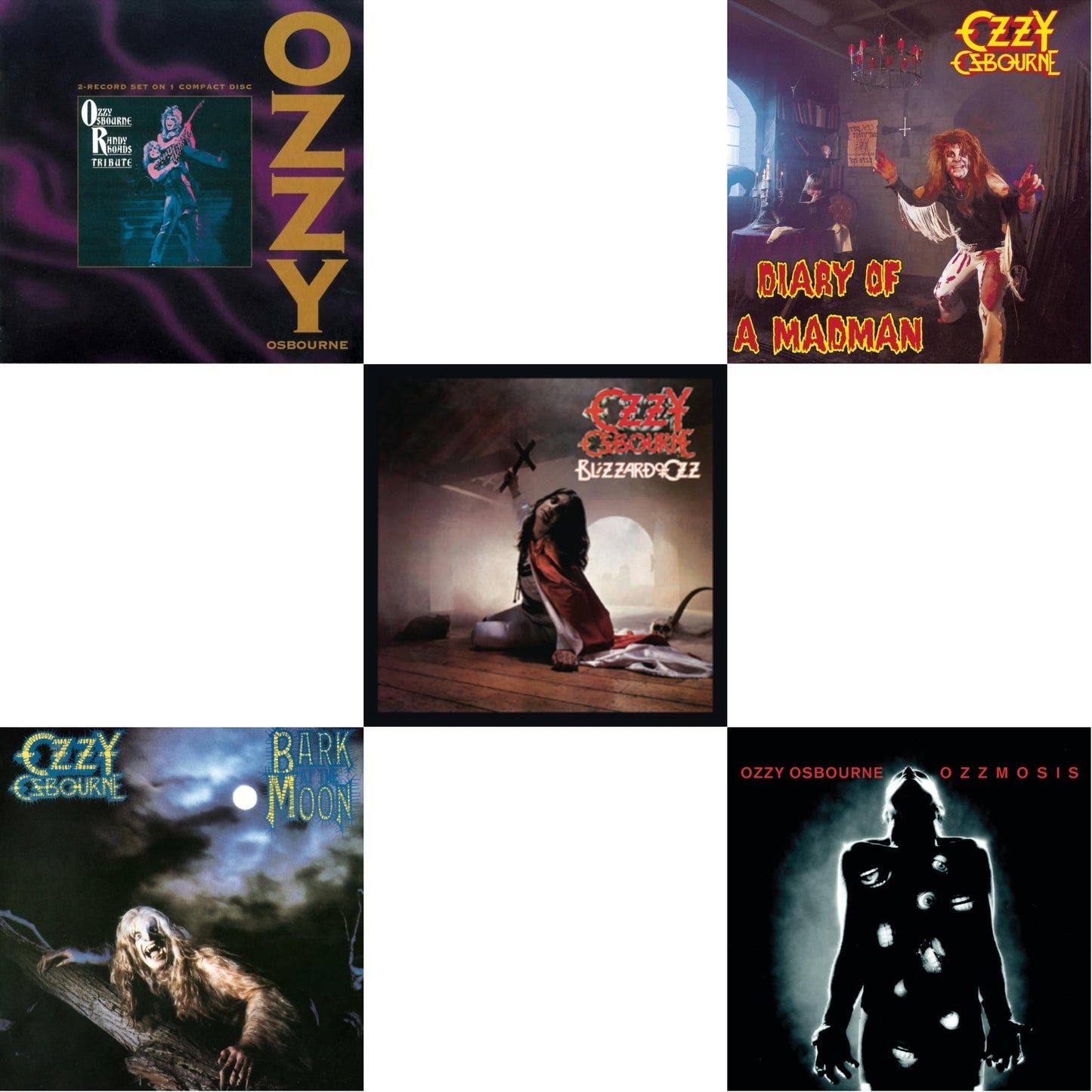 Ozzy Osbourne - Blizzard Of Ozz & Ozzmosis & Diary Of A Madman & Bark At The Moon & Tribute - CD Bundle