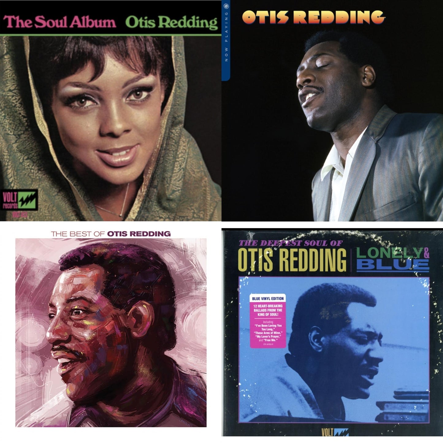 Otis Redding - Soul Album & Now Playing & Best Of Otis Redding & Lonely & Blue: Deepest Soul Of Otis Redding - LP Vinyl Bundle