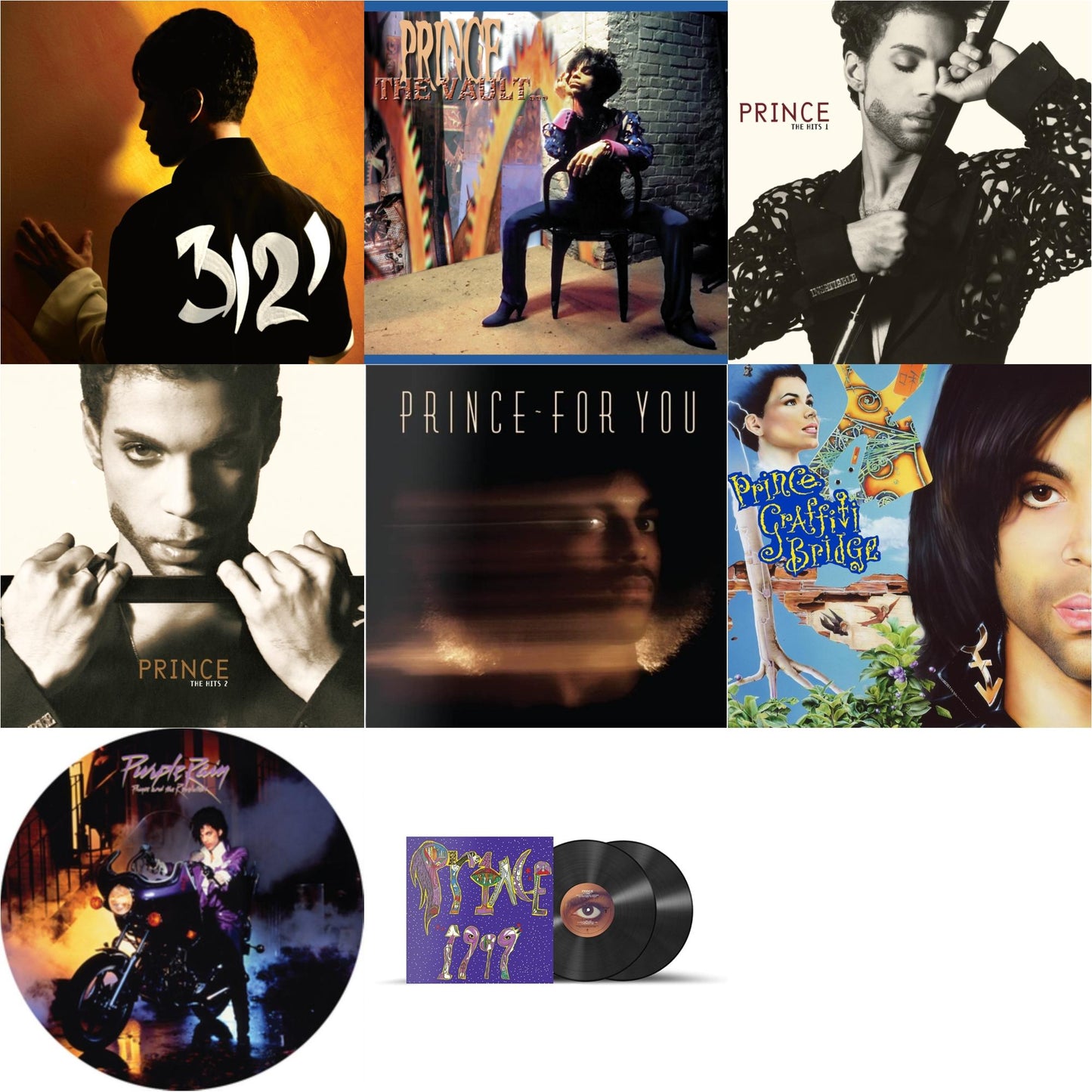 Prince - Purple Rain Ost (Picture Disc) & 3121 (2 LP) (150G Vinyl/ Purple Vinyl) & For You & 1999 (X) & Vault - Old Friends 4 Sale & Hits 1 (X) (2LP) & Hits 2 (X) (2LP) & Music From Graffiti Bridge (X) (2LP)