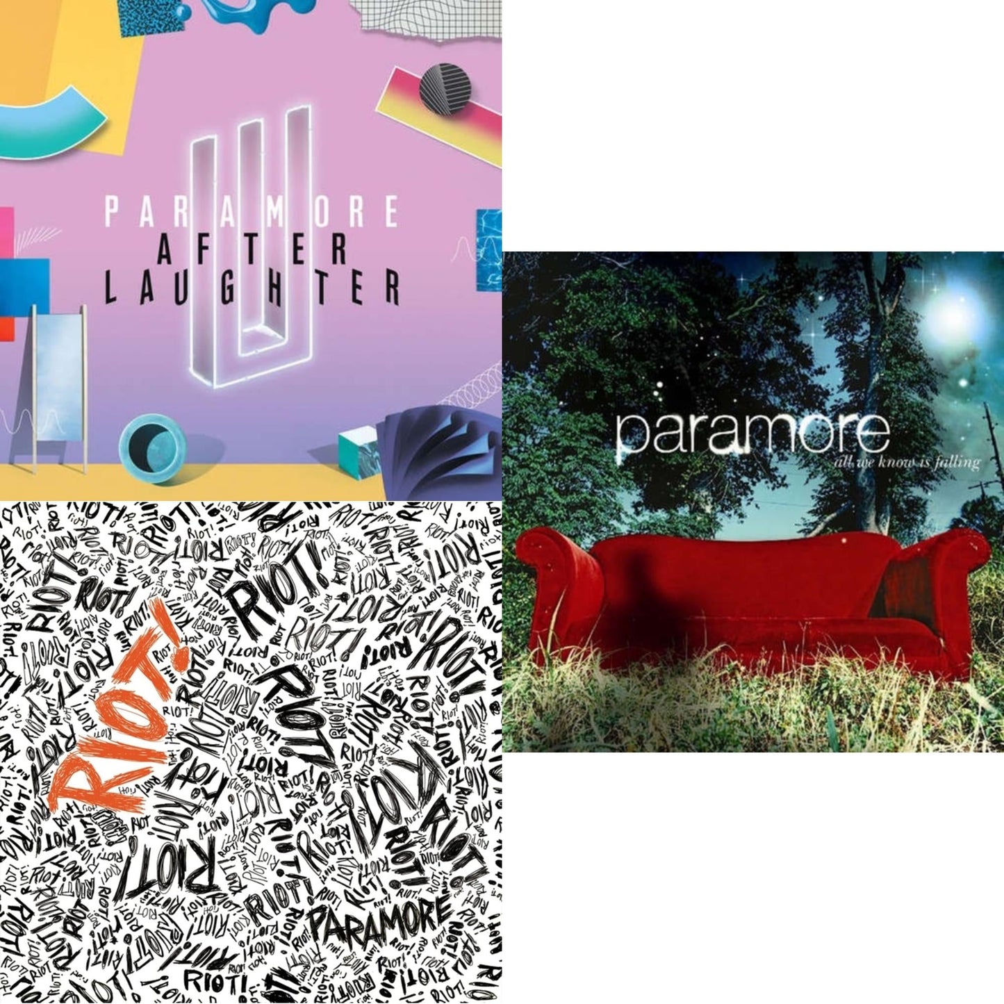 Paramore - Riot! (Fbr 25Th Anniversary Edtion/Silver LP Vinyl) & After Laughter (Black & White Marble LP Vinyl/Dl Card) (I) & All We Know Is Falling