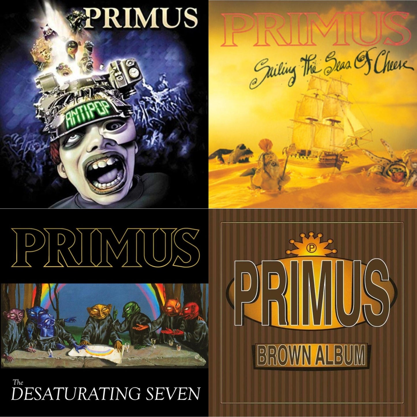 Primus - Sailing Seas Of Cheese & Brown Album (2LP) & Antipop (2 LP) & Desaturating Seven (7Th Anniversary) (Midnight Rainbow Splatter LP Vinyl)