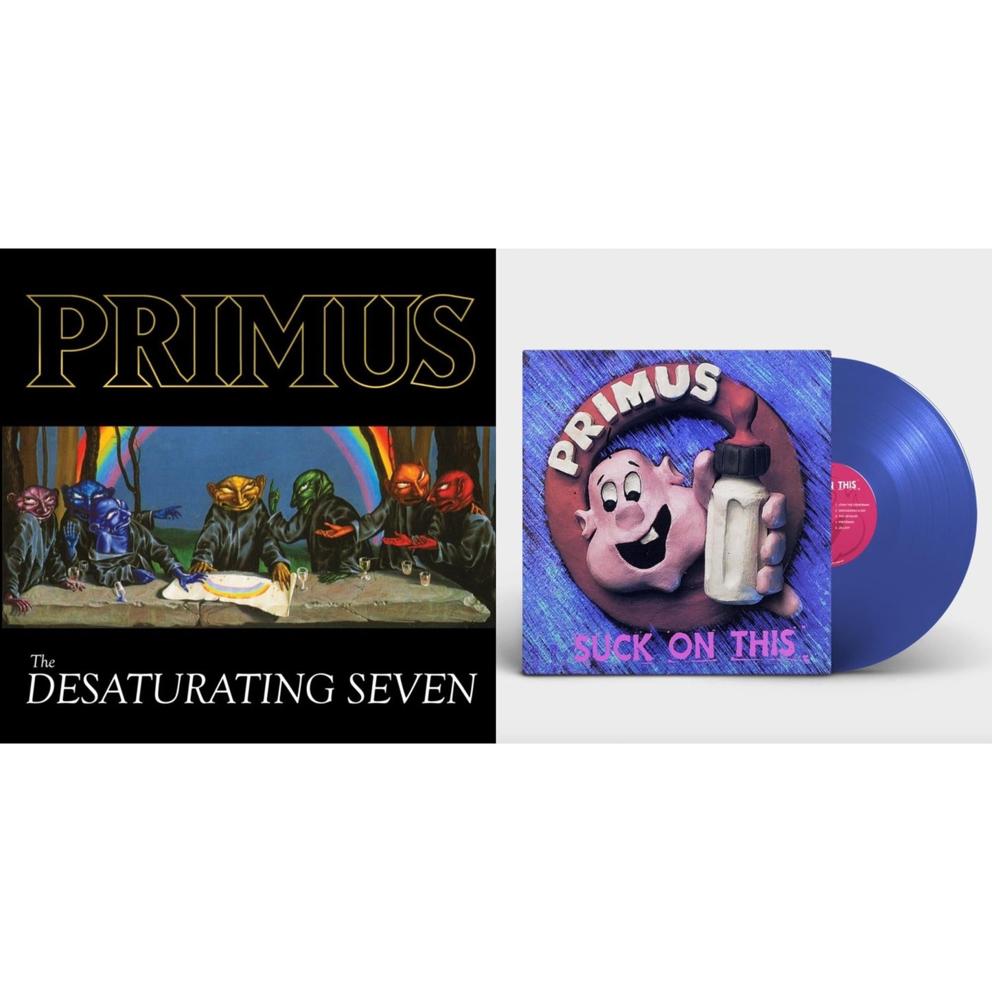Primus - Suck On This (Cobalt Blue LP Vinyl/Remastered/Reissue) & Desaturating Seven (7Th Anniversary) (Midnight Rainbow Splatter LP Vinyl)