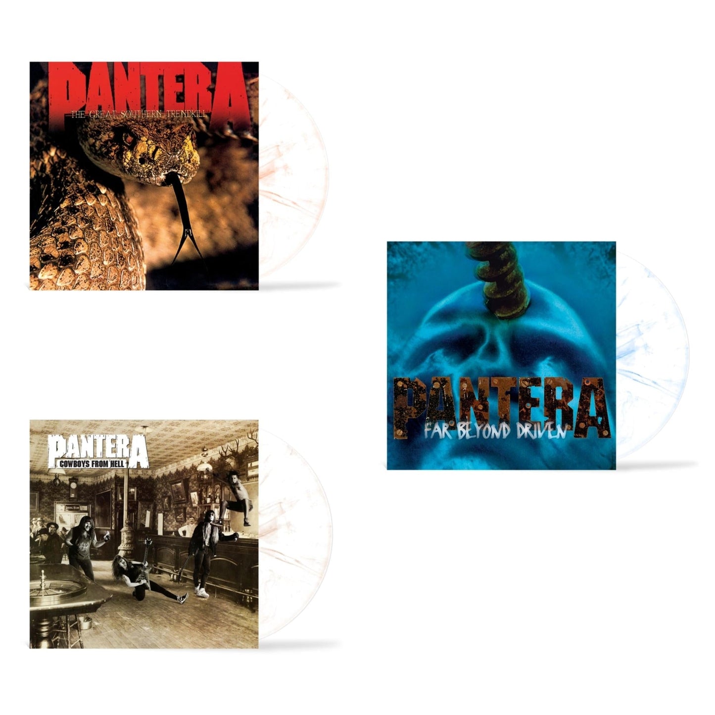 Pantera - Great Southern Trendkill (Marbled Orange LP Vinyl) (I) & Far Beyond Driven (Marbled Yellow LP Vinyl) (I) & Cowboys From Hell (Marbled Brown LP Vinyl) (I)