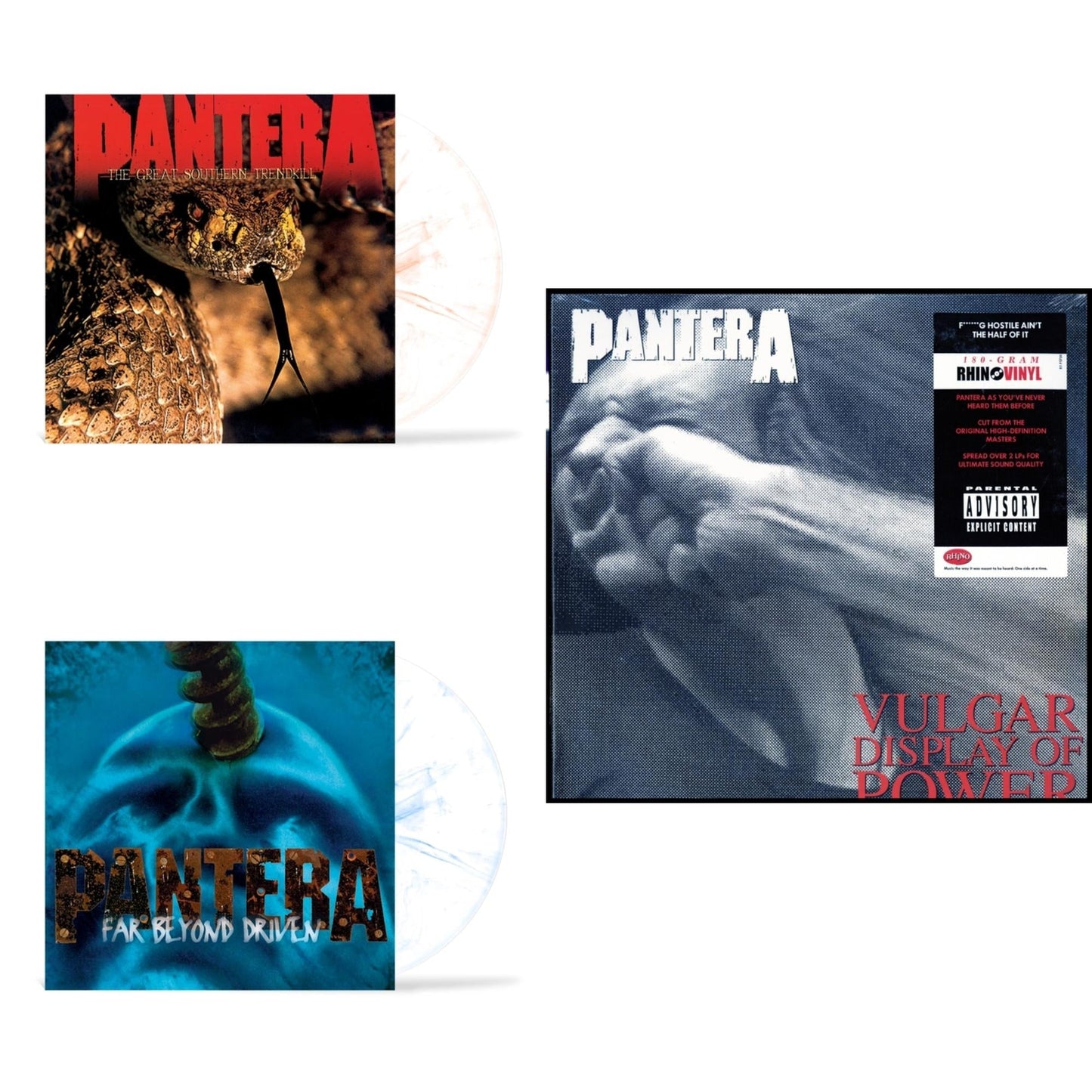Pantera - Great Southern Trendkill (Marbled Orange LP Vinyl) (I) & Far Beyond Driven (Marbled Yellow LP Vinyl) (I) & Vulgar Display Of Power