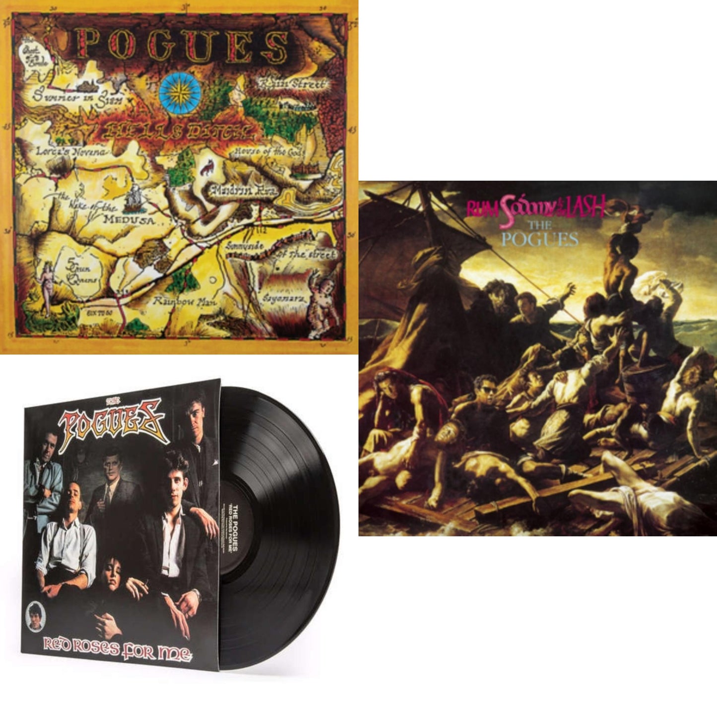 Pogues - Hell's Ditch & Rum Sodomy &The Lash (180G) & Red Roses For Me - LP Vinyl Bundle