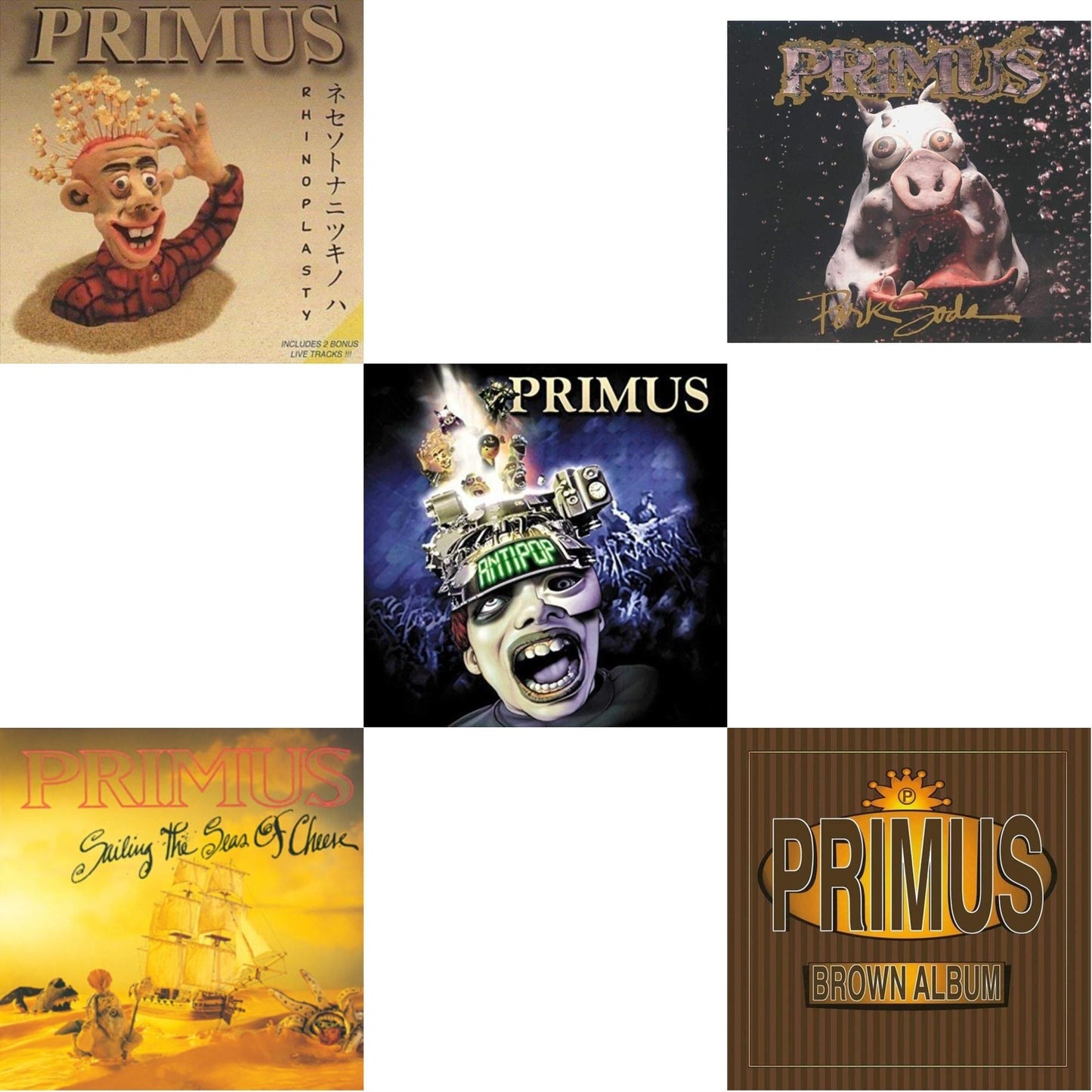 Primus - Rhinoplasty (2 LP) & Sailing Seas Of Cheese & Antipop (2 LP) & Pork Soda (2 LP) & Brown Album (2LP)