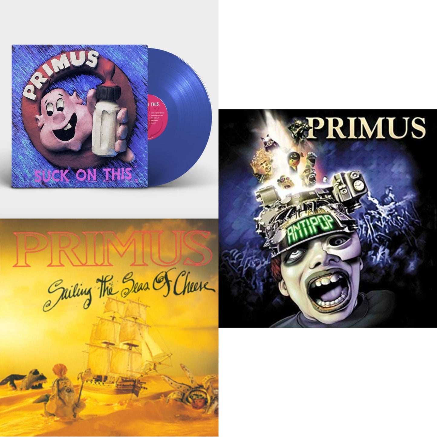 Primus - Suck On This (Cobalt Blue LP Vinyl/Remastered/Reissue) & Sailing Seas Of Cheese & Antipop (2 LP)
