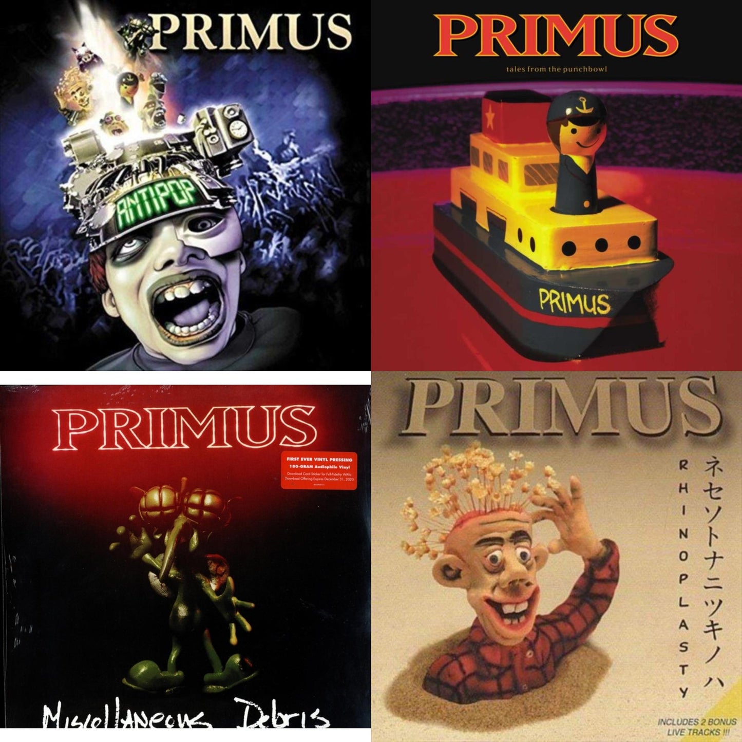 Primus - Antipop (2 LP) & Tales From The Punchbowl (2LP) & Miscellaneous Debris & Rhinoplasty (2 LP)