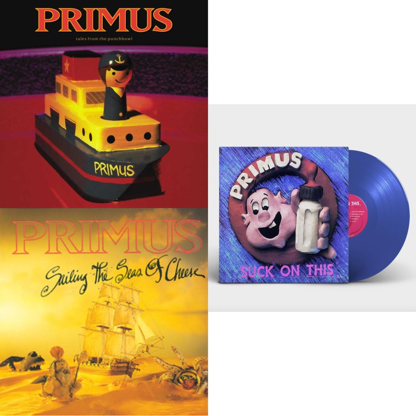 Primus - Suck On This (Cobalt Blue LP Vinyl/Remastered/Reissue) & Sailing Seas Of Cheese & Tales From The Punchbowl (2LP)