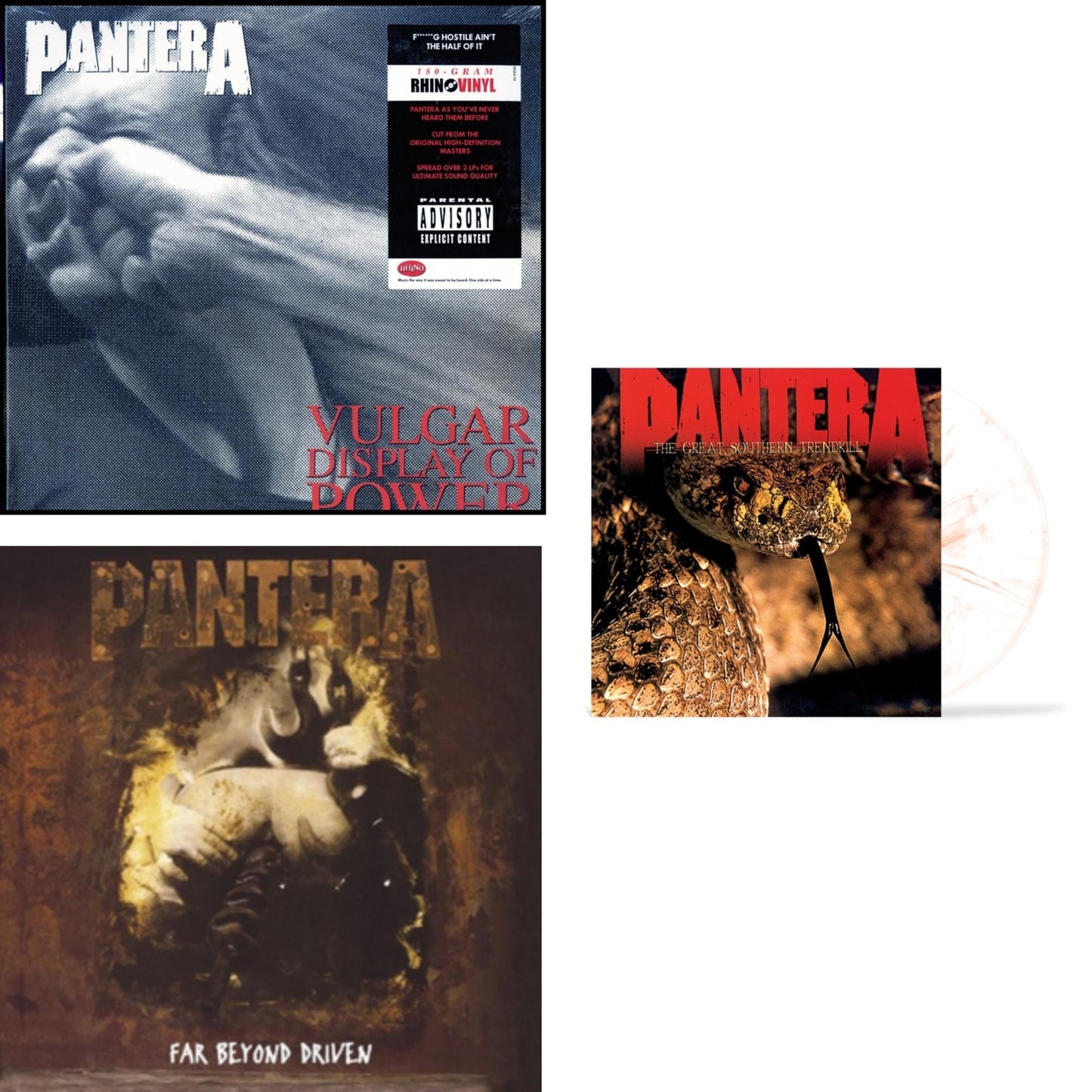 Pantera - Great Southern Trendkill (Marbled Orange LP Vinyl) (I) & Vulgar Display Of Power & Far Beyond Driven