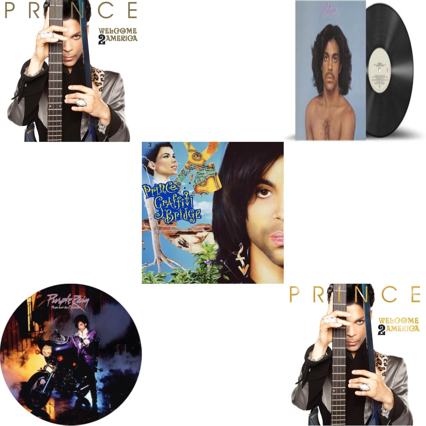 Prince - Purple Rain Ost (Picture Disc) & Welcome 2 America (2LP) & Prince (X) & Welcome 2 America (Deluxe/2LP/CD/Blu-Ray) & Music From Graffiti Bridge (X) (2LP)
