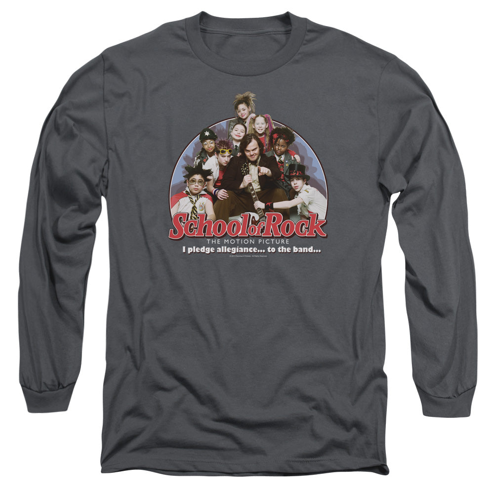 School Of Rock I Pledge Allegiance Mens Long Sleeve Shirt Charcoal Officially Licensed Officially Licensed