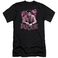 Load image into Gallery viewer, Pretty In Pink I Heart Duckie Premium Bella Canvas Slim Fit Mens T Shirt Black