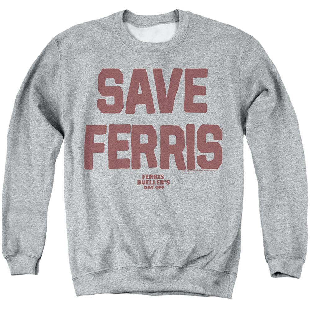 Ferris Bueller The Save Ferris Mens Crewneck Sweatshirt Athletic Heather