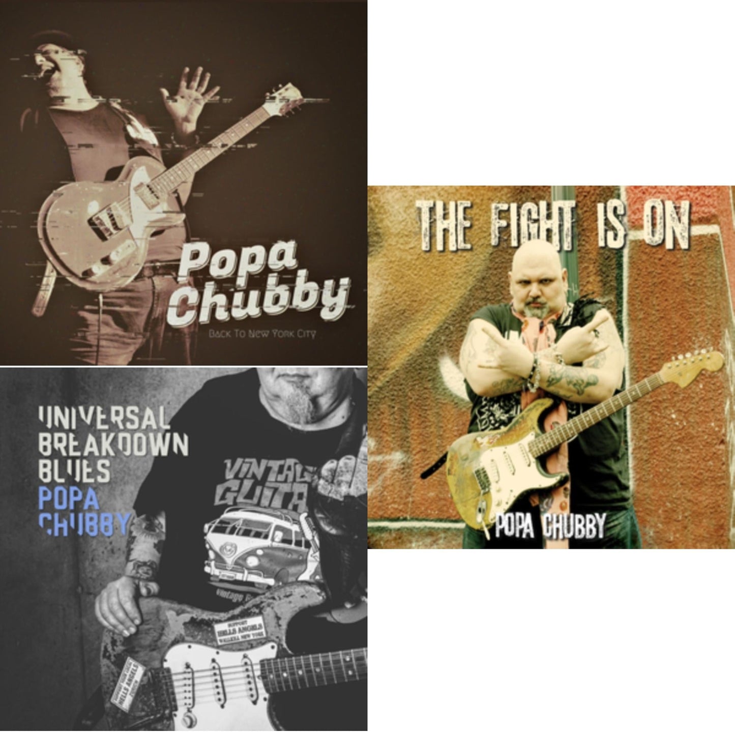 Popa Chubby - Back To New York City & Universal Breakdown Blues & Fight Is On - LP Vinyl Bundle