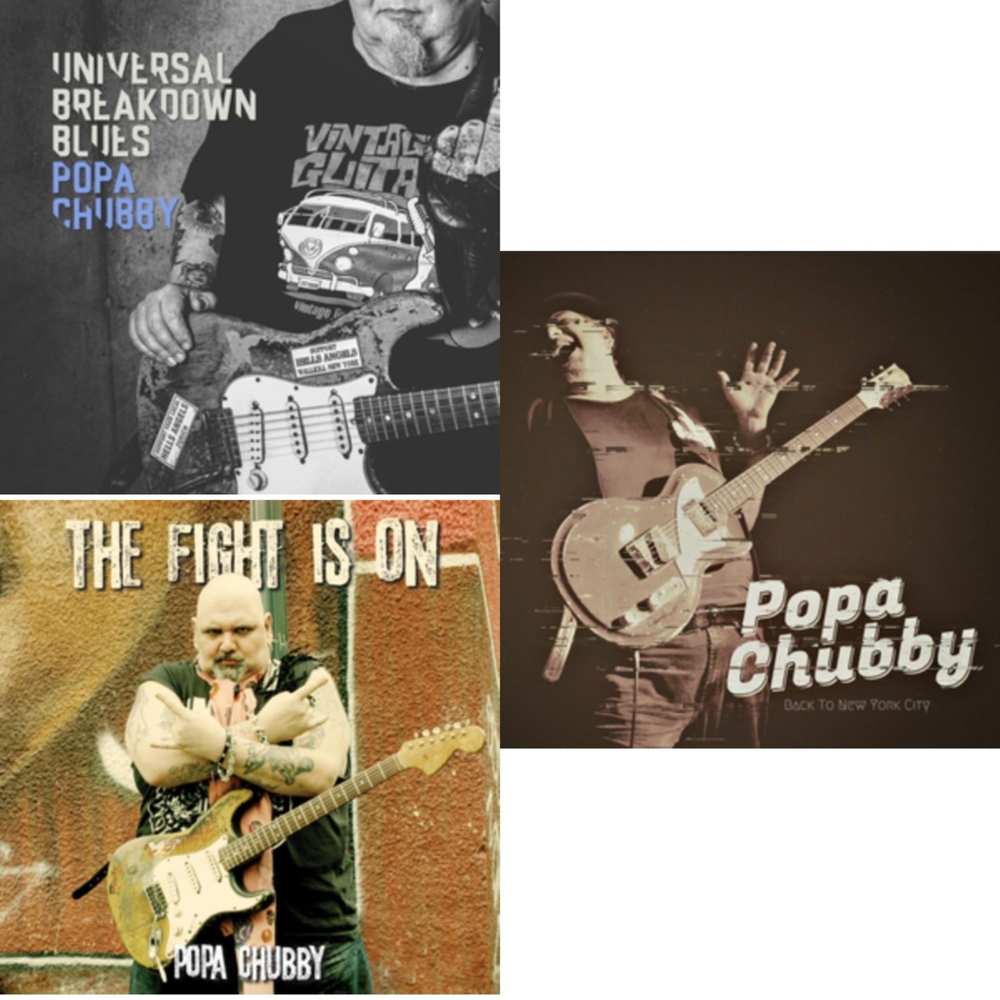 Popa Chubby - Fight Is On & Back To New York City & Universal Breakdown Blues - LP Vinyl Bundle
