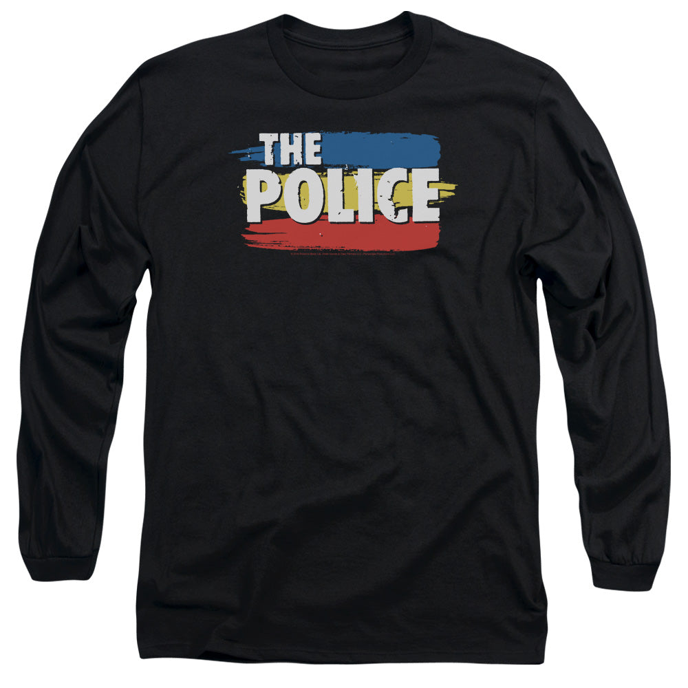 The Police Three Stripes Logo Mens Long Sleeve Shirt Black Officially Licensed