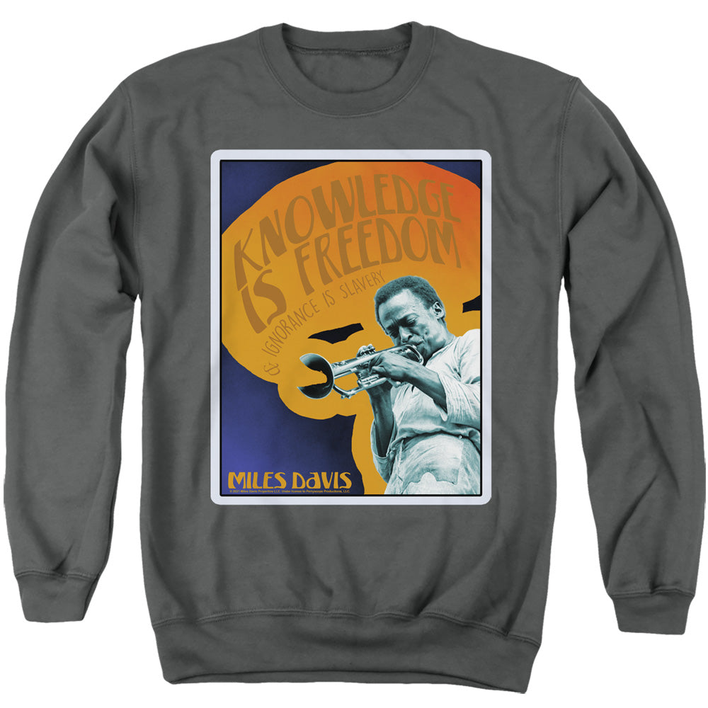 Miles Davis Knowledge And Ignorance Mens Crewneck Sweatshirt Charcoal Officially Licensed