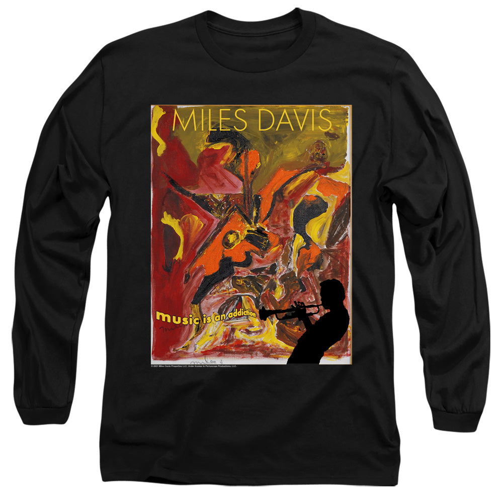 Miles Davis Music Is An Addiction Mens Long Sleeve Shirt Black Officially Licensed