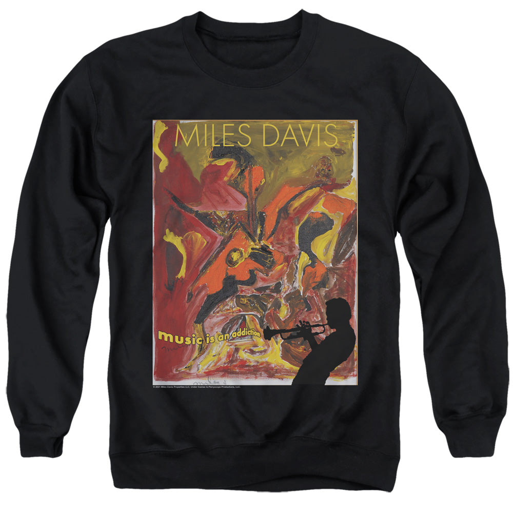 Miles Davis Music Is An Addiction Mens Crewneck Sweatshirt Black Officially Licensed