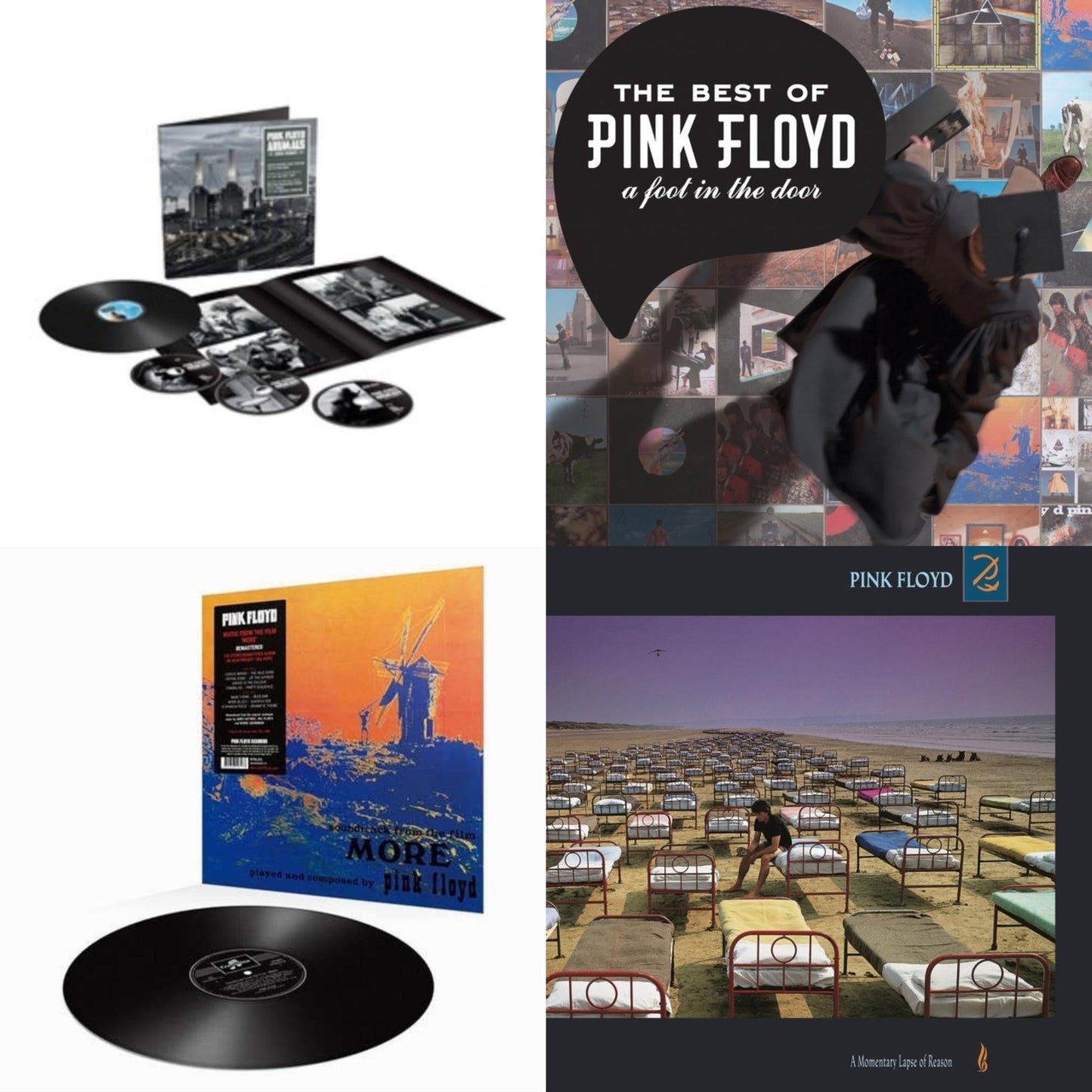 Pink Floyd - Animals (2018 Remix) (LP/CD/DVD/Blu-Ray/180G) & More (180G) & Momentary Lapse Of Reason (180G/Gatefold) (2016 Version) & Best Of Pink Floyd: A Foot In Door (2LP/180G Vinyl)