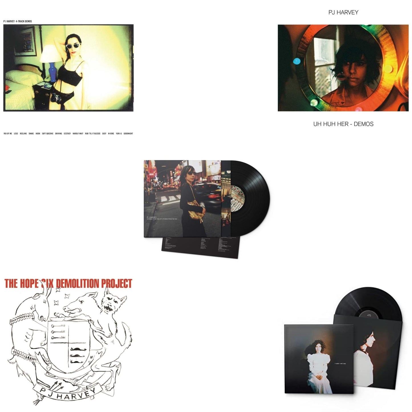 Pj Harvey - Uh Huh Her (Demos) & White Chalk & Hope Six Demolition Project & 4-Track Demos & Stories From The City, Stories From The Sea - LP Vinyl Bundle
