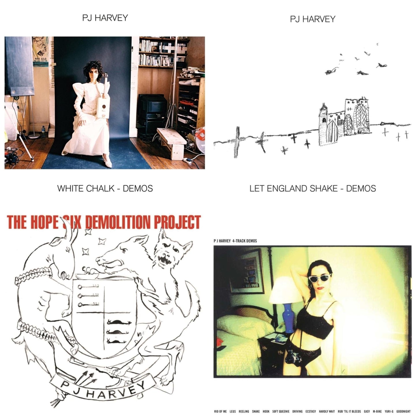 Pj Harvey - White Chalk (Demos) & Let England Shake - Demos & Hope Six Demolition Project & 4-Track Demos - LP Vinyl Bundle