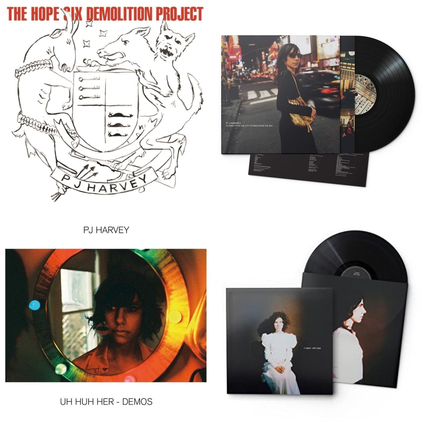 Pj Harvey - Uh Huh Her (Demos) & White Chalk & Hope Six Demolition Project & Stories From The City, Stories From The Sea - LP Vinyl Bundle