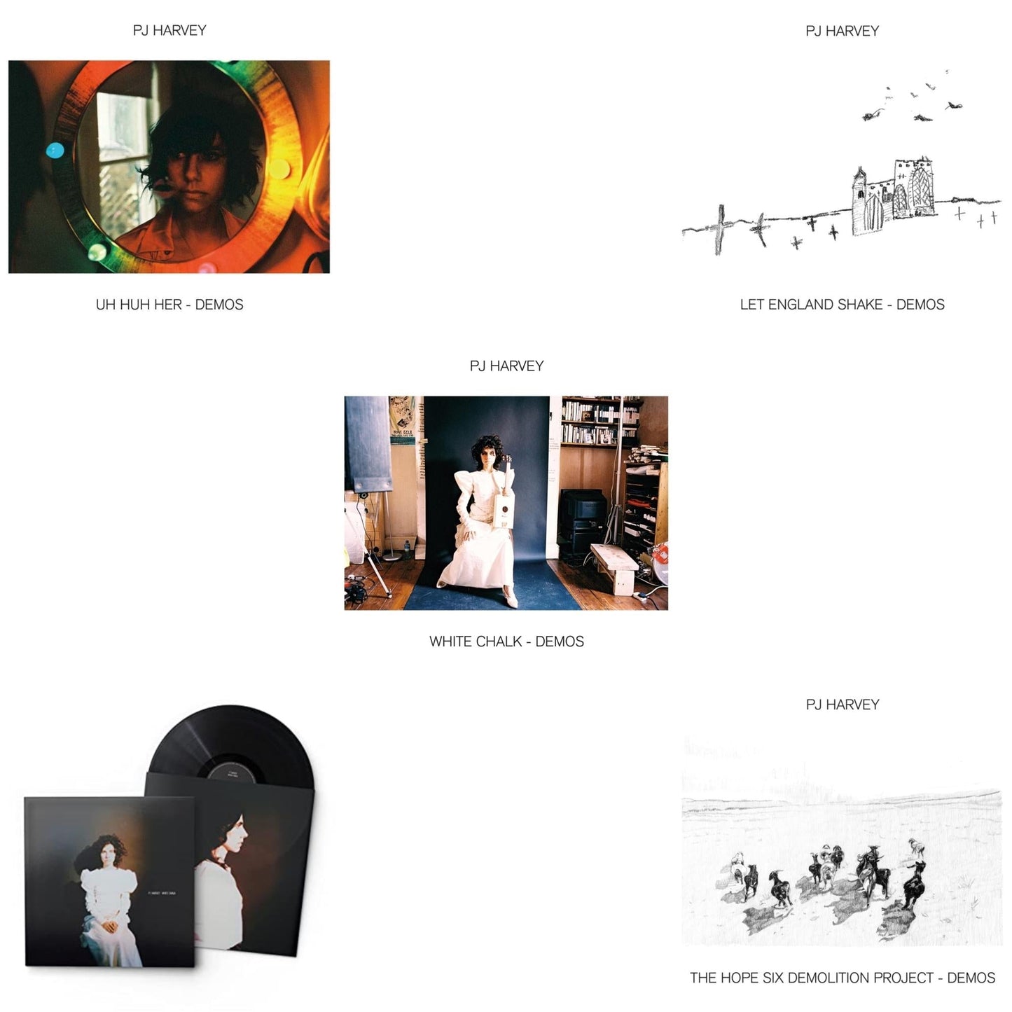 Pj Harvey - Uh Huh Her (Demos) & White Chalk & White Chalk (Demos) & Let England Shake - Demos & Hope Six Demolition Project - Demos - LP Vinyl Bundle