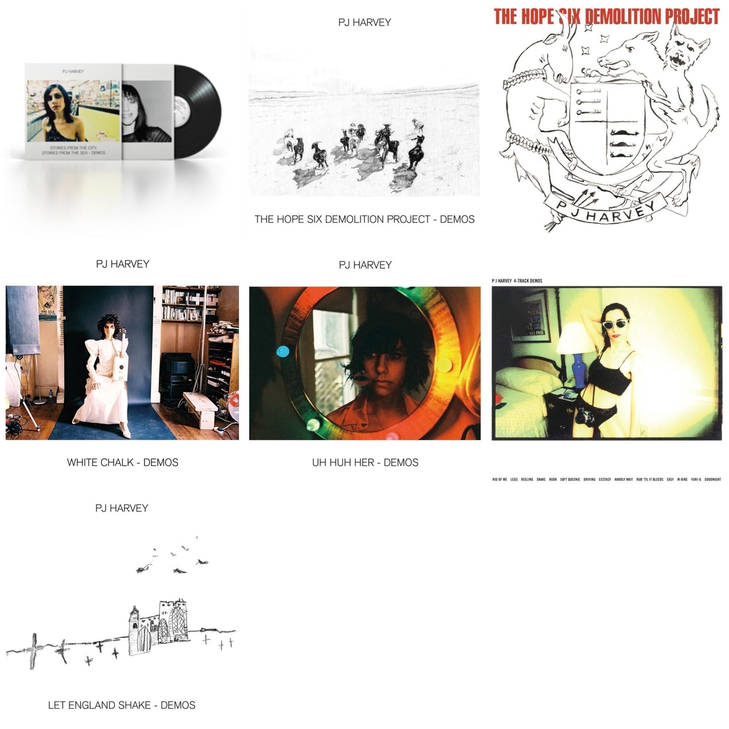 Pj Harvey - Stories From The City, Stories From The Sea - Demos & Hope Six Demolition Project - Demos & Hope Six Demolition Project & White Chalk (Demos) & Uh Huh Her (Demos) & 4-Track Demos & Let England Shake - Demos - LP Vinyl Bundle