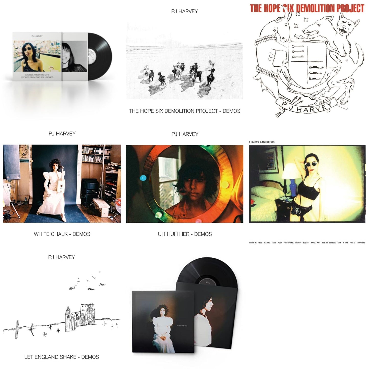 Pj Harvey - Stories From The City, Stories From The Sea - Demos & Hope Six Demolition Project - Demos & Hope Six Demolition Project & White Chalk (Demos) & Uh Huh Her (Demos) & 4-Track Demos & Let England Shake - Demos & White Chalk - LP Vinyl Bundle
