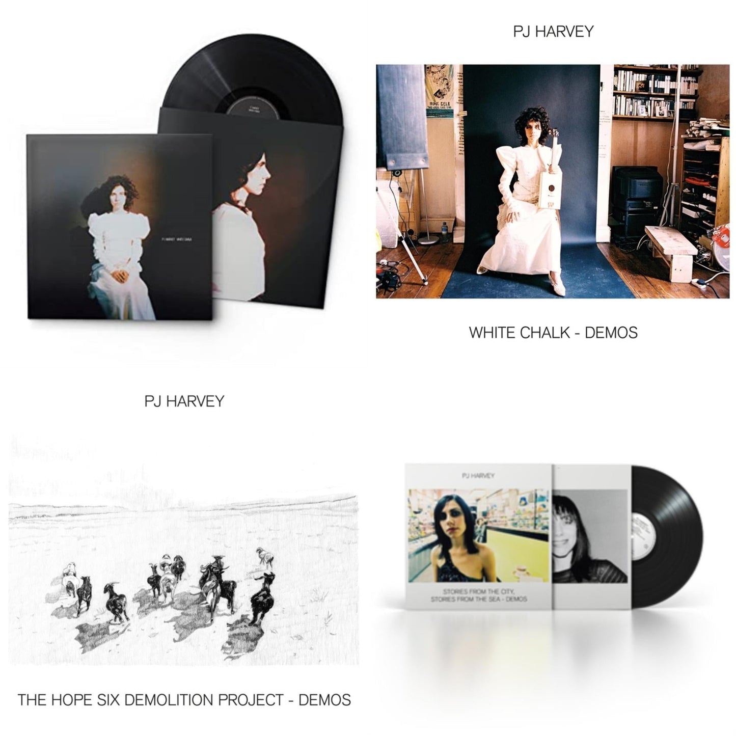 Pj Harvey - White Chalk & White Chalk (Demos) & Hope Six Demolition Project - Demos & Stories From The City, Stories From The Sea - Demos - LP Vinyl Bundle