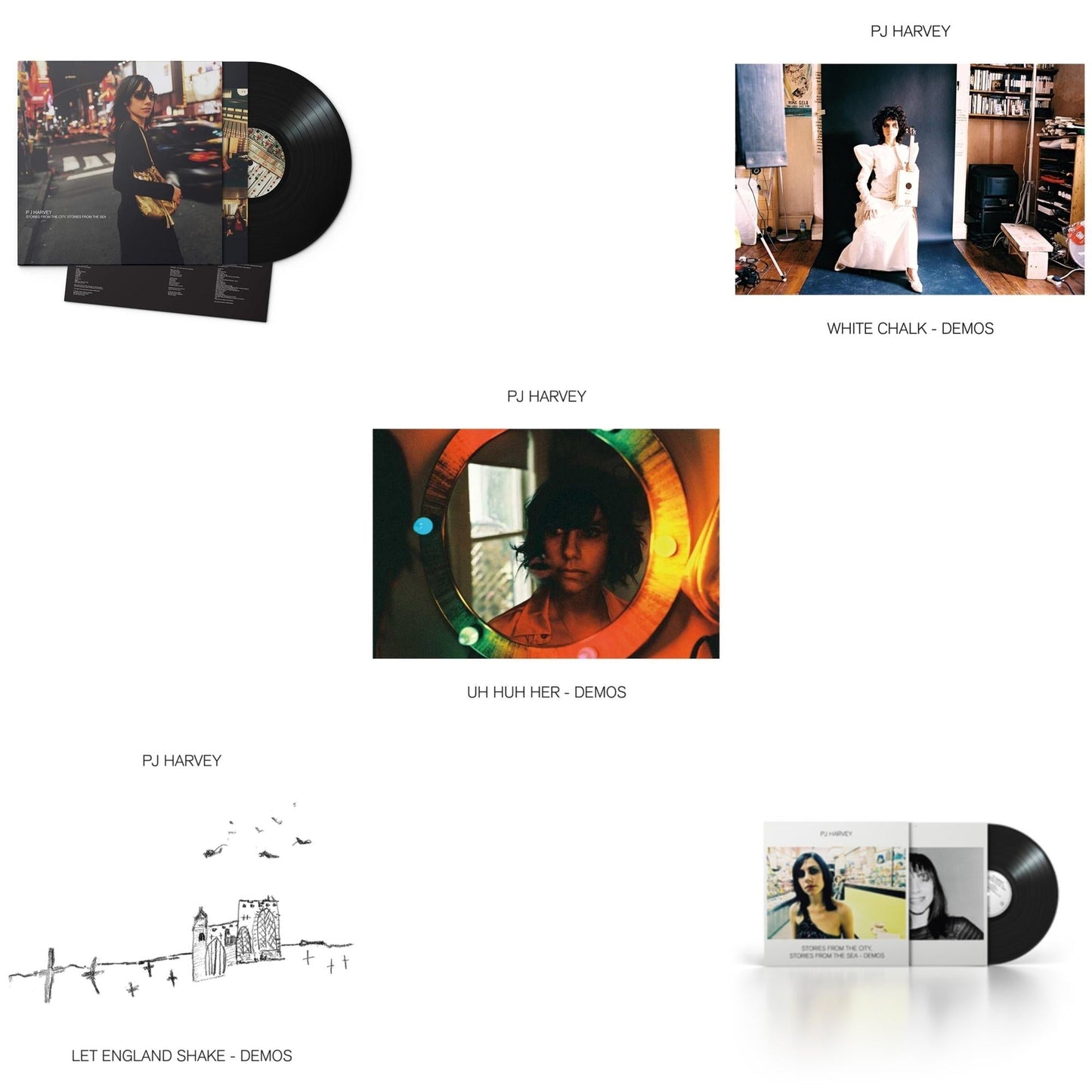 Pj Harvey - Uh Huh Her (Demos) & White Chalk (Demos) & Let England Shake - Demos & Stories From The City, Stories From The Sea & Stories From The City, Stories From The Sea - Demos - LP Vinyl Bundle