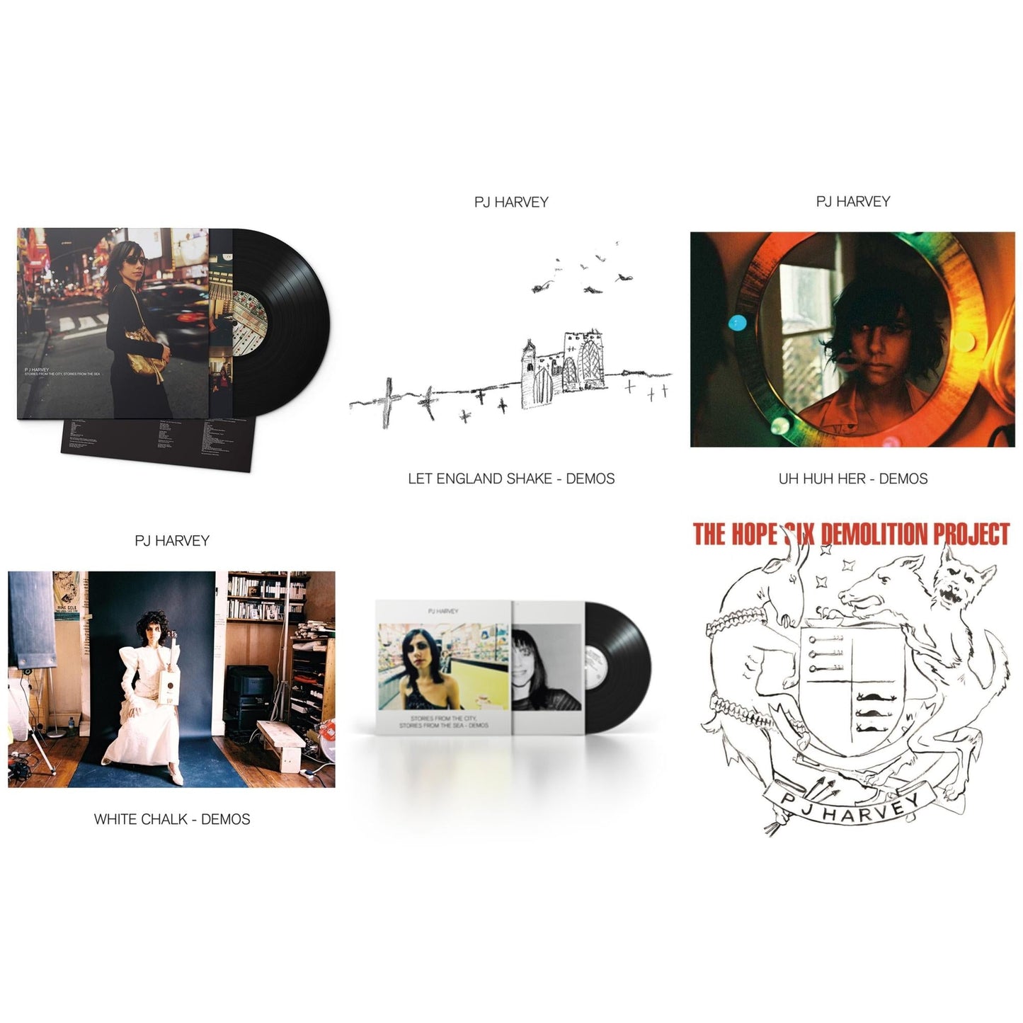 Pj Harvey - Uh Huh Her (Demos) & White Chalk (Demos) & Let England Shake - Demos & Hope Six Demolition Project & Stories From The City, Stories From The Sea & Stories From The City, Stories From The Sea - Demos - LP Vinyl Bundle
